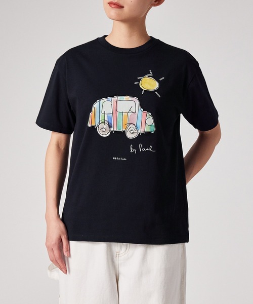 PS Paul Smith(ピーエスポールスミス)の「ウィメンズ Drawn by Paul "Striped Car" Tシャツ / 165463 232V(Tシャツ/カットソー・レディース・ホワイト/ネイビー・MEDIUM/2L)」の10枚目の写真