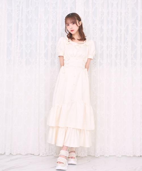 LAFARY（ラファリー）の「スピンドルティアードロングワンピ（ワンピース・レディース・ピンク/ブラック/アイボリー・FREE）」の2枚目の写真