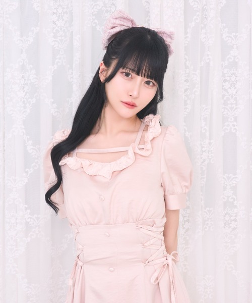 LAFARY（ラファリー）の「スピンドルティアードロングワンピ（ワンピース・レディース・ピンク/ブラック/アイボリー・FREE）」の9枚目の写真