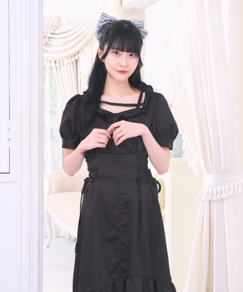 LAFARY（ラファリー）の「スピンドルティアードロングワンピ（ワンピース・レディース・ピンク/ブラック/アイボリー・FREE）」の17枚目の写真