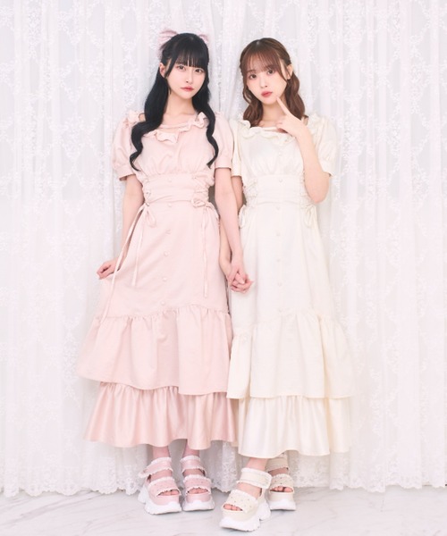 LAFARY（ラファリー）の「スピンドルティアードロングワンピ（ワンピース・レディース・ピンク/ブラック/アイボリー・FREE）」の19枚目の写真