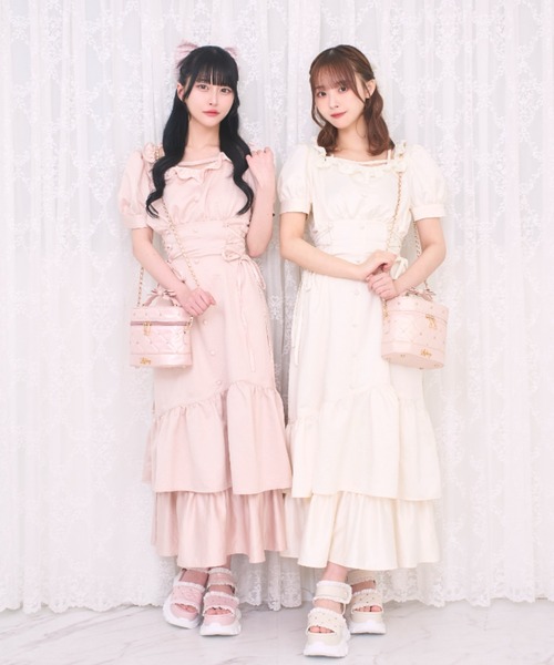 LAFARY（ラファリー）の「スピンドルティアードロングワンピ（ワンピース・レディース・ピンク/ブラック/アイボリー・FREE）」の21枚目の写真