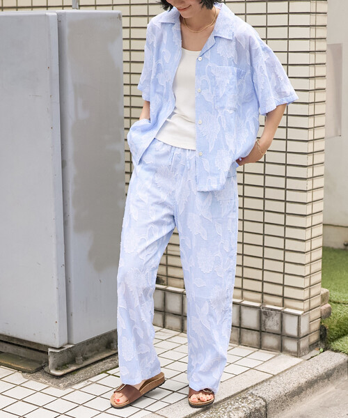 FREAK'S STORE(フリークスストア)の「インド カットジャガードパンツ<セットアップ対応>(その他パンツ・レディース・サックスブルー/ブラック・フリ-)」の1枚目の写真