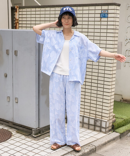 FREAK'S STORE(フリークスストア)の「インド カットジャガードパンツ<セットアップ対応>(その他パンツ・レディース・サックスブルー/ブラック・フリ-)」の3枚目の写真