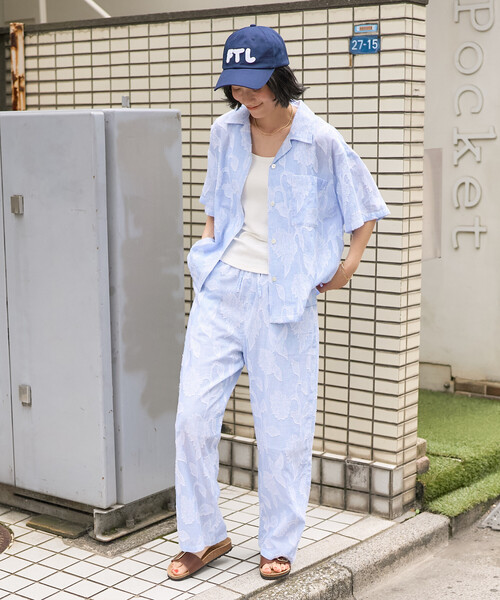 FREAK'S STORE(フリークスストア)の「インド カットジャガードパンツ<セットアップ対応>(その他パンツ・レディース・サックスブルー/ブラック・フリ-)」の4枚目の写真