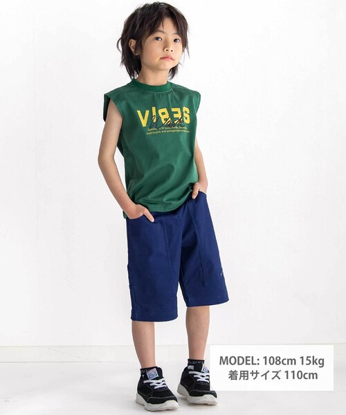 WASK(ワスク)の「5.5分丈ロゴ刺しゅうストレッチペインターパンツ(その他パンツ・キッズ・ネイビー/イエロー・150cm/160cm/140cm)」の3枚目の写真