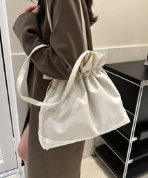 大人可愛い 2way 巾着トートバッグ A4収納可 軽量 マザーズバッグ