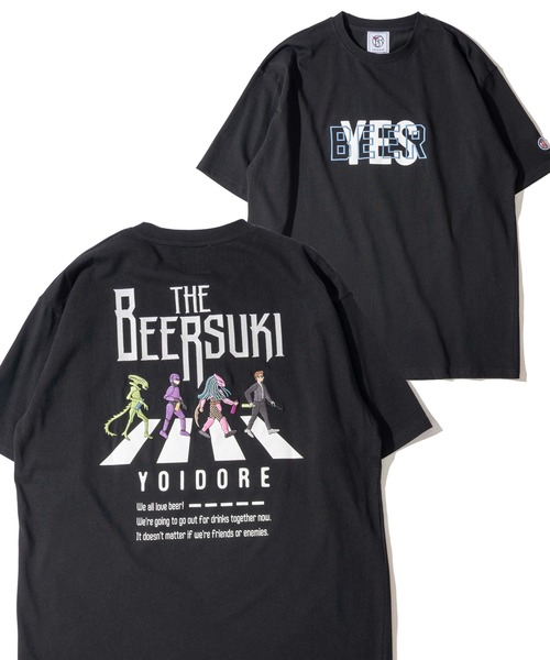 ADPOSION(アドポーション)の「【YOIDORE】ザ ビールスキ 刺繍MIX バックプリントTシャツ / グラフィックTシャツ(Tシャツ/カットソー・メンズ・パープル/ホワイト/ブラック・MEDIUM/LARGE/X-LARGE)」の1枚目の写真