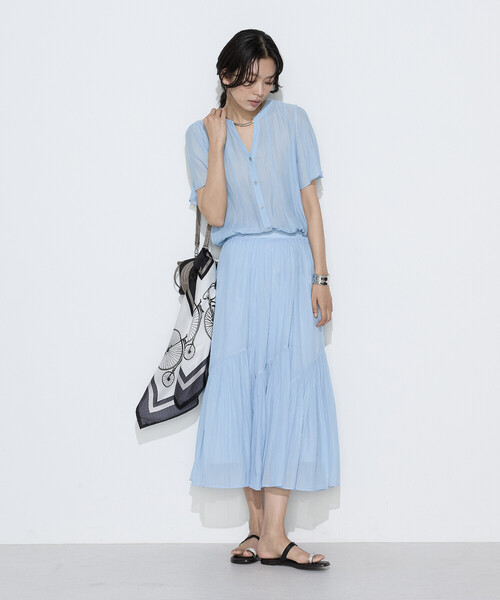 K.T KIYOKO TAKASE(キヨコタカセ)の「〔 TALLサイズ 〕 【セットアップ対応】カッセンシフォンオーガンジー フレアブラウス(シャツ/ブラウス・レディース・チャコール・15号)」の17枚目の写真