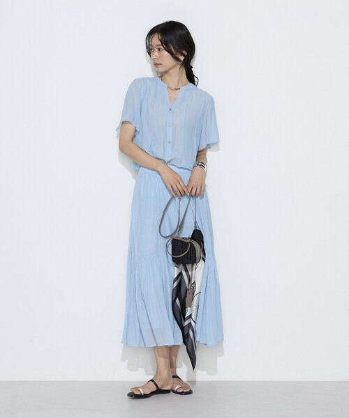 K.T KIYOKO TAKASE(キヨコタカセ)の「〔 TALLサイズ 〕 【セットアップ対応】カッセンシフォンオーガンジー フレアブラウス(シャツ/ブラウス・レディース・チャコール・15号)」の16枚目の写真