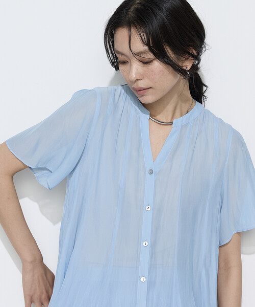 K.T KIYOKO TAKASE(キヨコタカセ)の「〔 TALLサイズ 〕 【セットアップ対応】カッセンシフォンオーガンジー フレアブラウス(シャツ/ブラウス・レディース・チャコール・15号)」の15枚目の写真