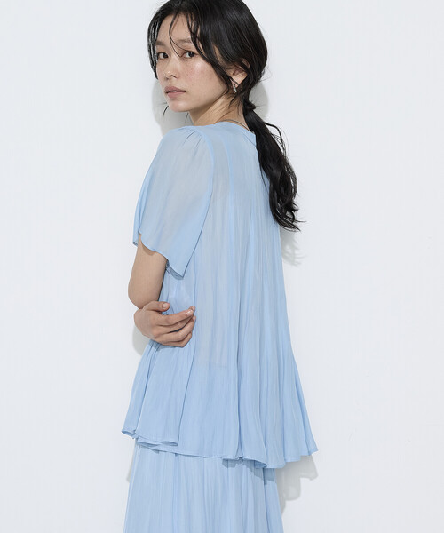K.T KIYOKO TAKASE(キヨコタカセ)の「〔 TALLサイズ 〕 【セットアップ対応】カッセンシフォンオーガンジー フレアブラウス(シャツ/ブラウス・レディース・チャコール・15号)」の14枚目の写真