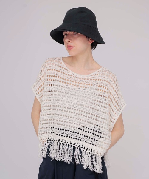 DRESSLAVE(ドレスレイブ)の「eyelet fringe knit pullover(アイレットフリンジニットプルオーバー)(ニット/セーター・レディース・イエロー/ホワイト・38)」の2枚目の写真