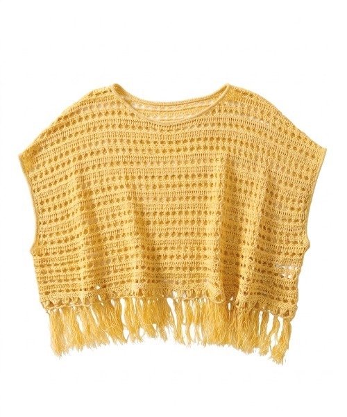 DRESSLAVE(ドレスレイブ)の「eyelet fringe knit pullover(アイレットフリンジニットプルオーバー)(ニット/セーター・レディース・イエロー/ホワイト・38)」の1枚目の写真