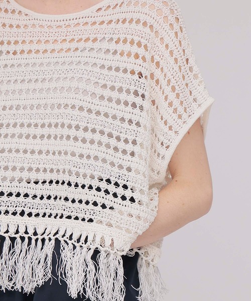 DRESSLAVE(ドレスレイブ)の「eyelet fringe knit pullover(アイレットフリンジニットプルオーバー)(ニット/セーター・レディース・イエロー/ホワイト・38)」の6枚目の写真