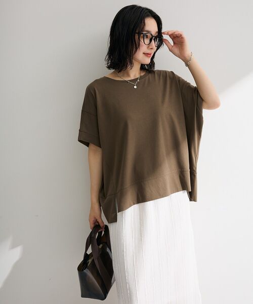 Green　Parks（グリーンパークス）の「【接触冷感・抗菌防臭】楽しゃれカットプルオーバー（Tシャツ/カットソー・レディース・カーキ/サックスブルー/ブラック/イエロー/オフホワイト・FREE）」の9枚目の写真