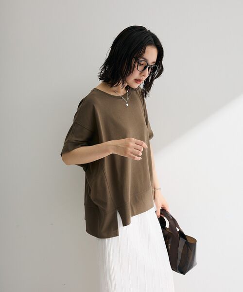 Green　Parks（グリーンパークス）の「【接触冷感・抗菌防臭】楽しゃれカットプルオーバー（Tシャツ/カットソー・レディース・カーキ/サックスブルー/ブラック/イエロー/オフホワイト・FREE）」の10枚目の写真