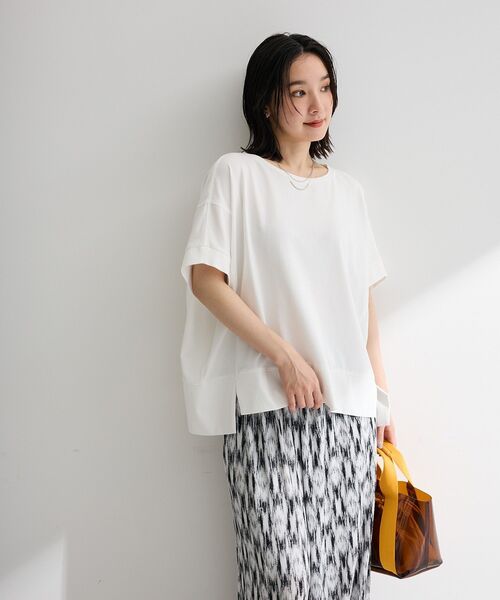 Green　Parks（グリーンパークス）の「【接触冷感・抗菌防臭】楽しゃれカットプルオーバー（Tシャツ/カットソー・レディース・カーキ/サックスブルー/ブラック/イエロー/オフホワイト・FREE）」の15枚目の写真