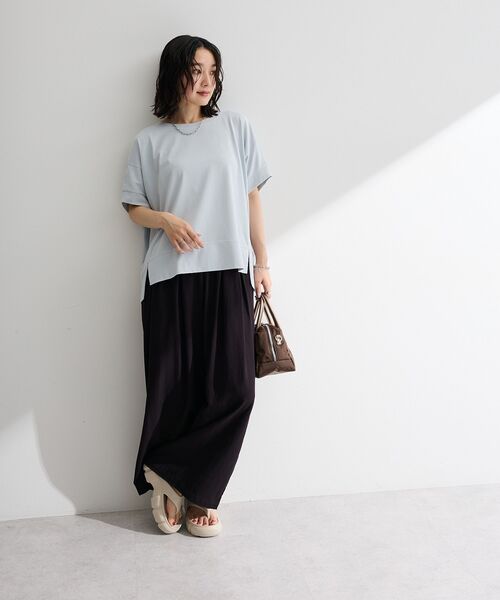 Green　Parks（グリーンパークス）の「【接触冷感・抗菌防臭】楽しゃれカットプルオーバー（Tシャツ/カットソー・レディース・カーキ/サックスブルー/ブラック/イエロー/オフホワイト・FREE）」の17枚目の写真