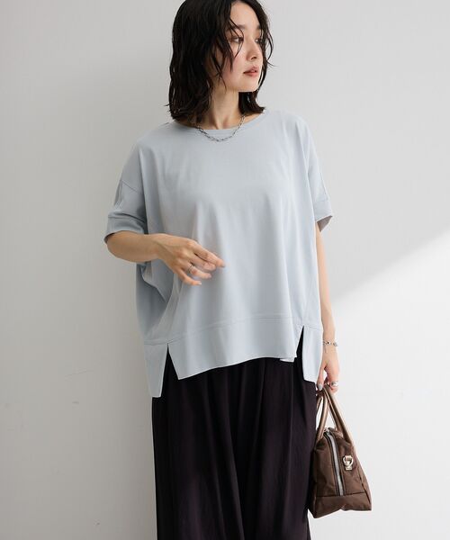Green　Parks（グリーンパークス）の「【接触冷感・抗菌防臭】楽しゃれカットプルオーバー（Tシャツ/カットソー・レディース・カーキ/サックスブルー/ブラック/イエロー/オフホワイト・FREE）」の20枚目の写真