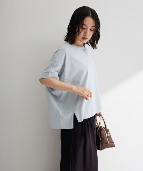 Green　Parks（グリーンパークス）の「【接触冷感・抗菌防臭】楽しゃれカットプルオーバー（Tシャツ/カットソー・レディース・カーキ/サックスブルー/ブラック/イエロー/オフホワイト・FREE）」の21枚目の写真
