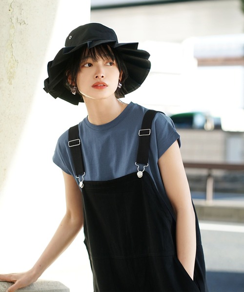 zootie（ズーティー）の「汗しみない Tシャツ［フレンチスリーブ］（Tシャツ/カットソー・レディース・ブラック/ライトカーキ/アイボリー/イエロー系その他/杢グレー/ダークカーキ/グレイッシュブルー/ライトオレンジ系/ネイビー・M-L）」の13枚目の写真