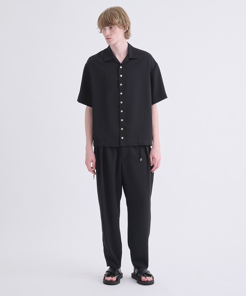 CULLNI(クルニ)の「【CULLNI】Dry Stretch Twill Drawstring Open Coller Short Sleeve Jaket(その他アウター・メンズ・ブラック/その他/ダークグレー・1/2)」の4枚目の写真