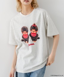 【Monchhichi/モンチッチ】【限定オリジナルデザイン】モンチッチ Tシャツ コットン100% ドロップショルダーシルエット プリント サガラ刺繍 半袖 カットソー キャラクター レトロ ユニセックス