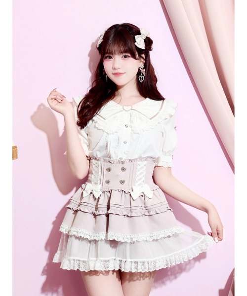 NOEMIE(ノエミー)の「スリーブリボンハートバックルセーラーブラウス(シャツ/ブラウス・レディース・ブラック/ピンク系/サックスブルー系・M)」の3枚目の写真