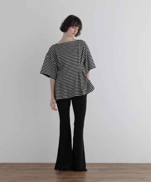 LE PHIL(ルフィル)の「◆ウエストタックボーダープルオーバー(Tシャツ/カットソー・レディース・ホワイト/ブラック・F)」の3枚目の写真