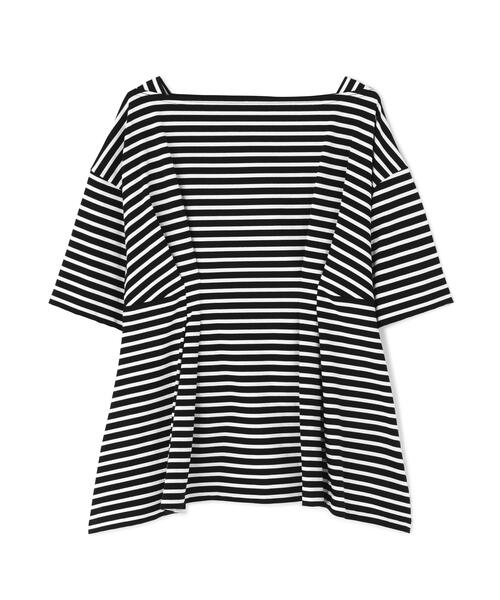 LE PHIL(ルフィル)の「◆ウエストタックボーダープルオーバー(Tシャツ/カットソー・レディース・ホワイト/ブラック・F)」の4枚目の写真