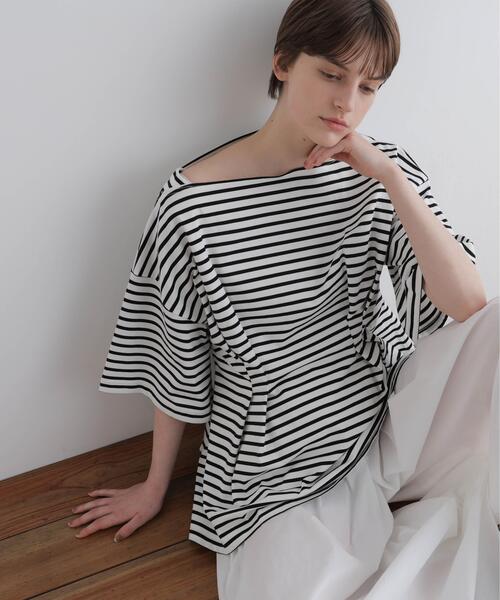 LE PHIL(ルフィル)の「◆ウエストタックボーダープルオーバー(Tシャツ/カットソー・レディース・ホワイト/ブラック・F)」の7枚目の写真