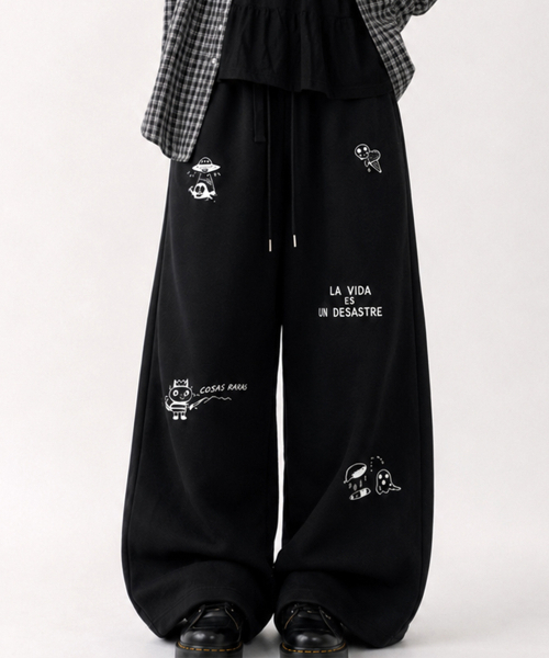 ARTISTWEAR（アーティストウェア）の「[ATW] ライズルーズワイドパンツ（スウェットパンツ・レディース・ブラック/グレー・SMALL/MEDIUM/LARGE/X-LARGE/XX-LARGE）」の4枚目の写真