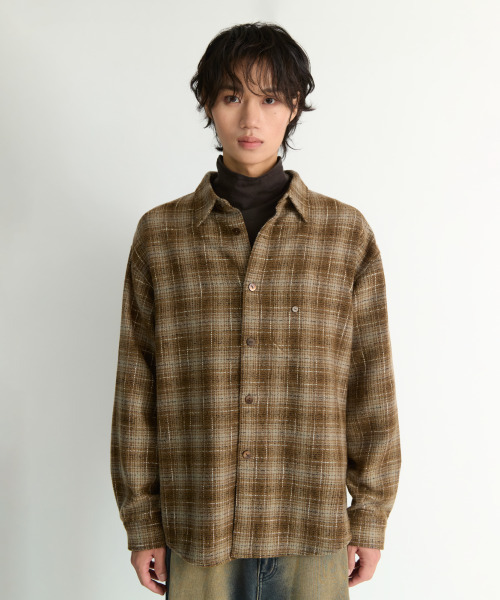 NONBLANK(ノンブランク)の「ウールチェックシャツ_BROWN(シャツ/ブラウス・メンズ・ブラウン・MEDIUM/LARGE/X-LARGE)」の3枚目の写真