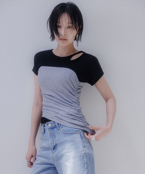 MEMUA(メムア)の「リングソフトシャーリングトップス(Tシャツ/カットソー・レディース・グレー/ブラック/カーキ・FREE)」の4枚目の写真