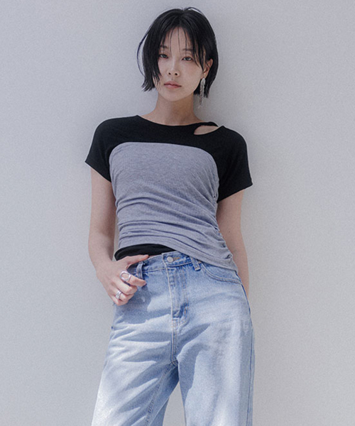MEMUA(メムア)の「リングソフトシャーリングトップス(Tシャツ/カットソー・レディース・グレー/ブラック/カーキ・FREE)」の5枚目の写真