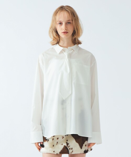 Ray BEAMS(レイビームス)の「ネクタイ セット ビッグシャツ(シャツ/ブラウス・レディース・ピンク/ホワイト・ONE SIZE)」の6枚目の写真