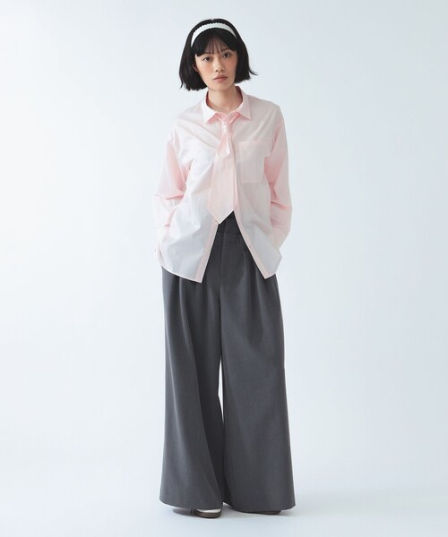 Ray BEAMS(レイビームス)の「ネクタイ セット ビッグシャツ(シャツ/ブラウス・レディース・ピンク/ホワイト・ONE SIZE)」の10枚目の写真