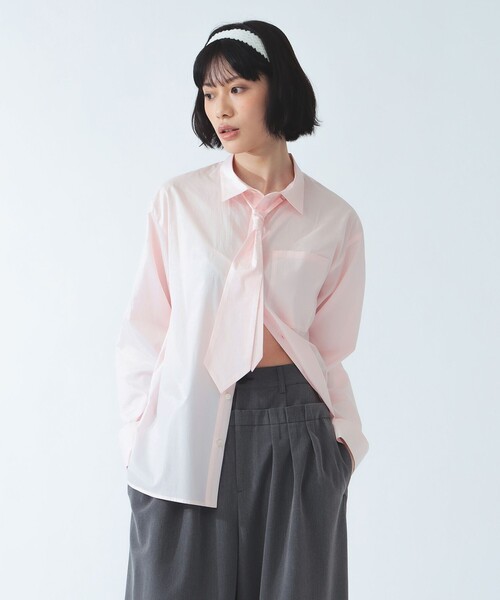Ray BEAMS(レイビームス)の「ネクタイ セット ビッグシャツ(シャツ/ブラウス・レディース・ピンク/ホワイト・ONE SIZE)」の13枚目の写真