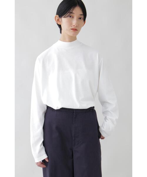 YLEVE(イレーヴ)の「Y / ORGANIC COTTON JERSEY MOCK NECK L/S T(Tシャツ/カットソー・メンズ・ネイビー/ホワイト・1/4)」の1枚目の写真