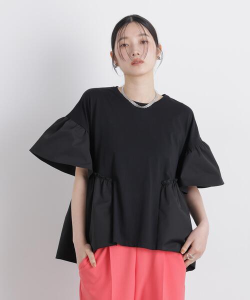 NANO universe(ナノユニバース)の「異素材ドッキングギャザーカットソー(Tシャツ/カットソー・レディース・ホワイト/ブラック/ブルーグレー・FREE)」の19枚目の写真