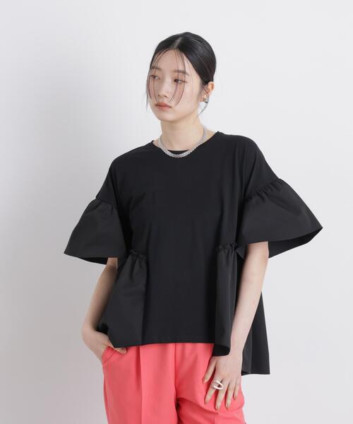 NANO universe(ナノユニバース)の「異素材ドッキングギャザーカットソー(Tシャツ/カットソー・レディース・ホワイト/ブラック/ブルーグレー・FREE)」の20枚目の写真