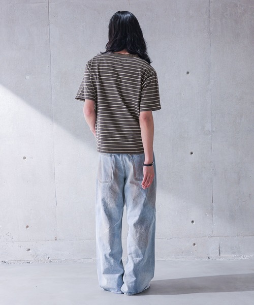 MDR（エムディアール）の「マルチボーダー ヘンリーネック半袖Tシャツ（Tシャツ/カットソー・メンズ・ブラウン/杢グレー・M/L）」の22枚目の写真