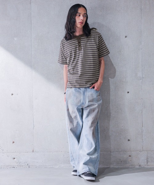 MDR（エムディアール）の「マルチボーダー ヘンリーネック半袖Tシャツ（Tシャツ/カットソー・メンズ・ブラウン/杢グレー・M/L）」の21枚目の写真