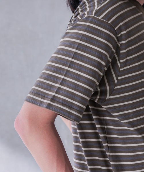 MDR（エムディアール）の「マルチボーダー ヘンリーネック半袖Tシャツ（Tシャツ/カットソー・メンズ・ブラウン/杢グレー・M/L）」の20枚目の写真
