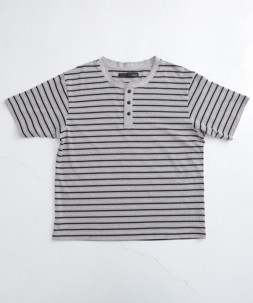 MDR（エムディアール）の「マルチボーダー ヘンリーネック半袖Tシャツ（Tシャツ/カットソー・メンズ・ブラウン/杢グレー・M/L）」の10枚目の写真