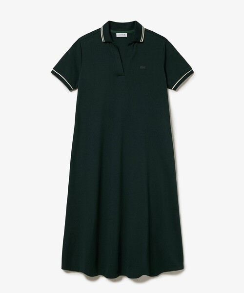 LACOSTE(ラコステ)の「ラインリブスキッパーネック鹿の子ポロドレス / ポロワンピース(ワンピース・レディース・ダークグリーン/ブラウン/ネイビー・34/36/38/40)」の3枚目の写真