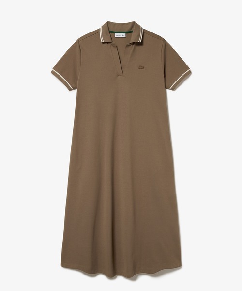 LACOSTE(ラコステ)の「ラインリブスキッパーネック鹿の子ポロドレス / ポロワンピース(ワンピース・レディース・ダークグリーン/ブラウン/ネイビー・34/36/38/40)」の5枚目の写真