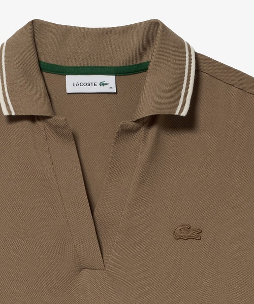 LACOSTE(ラコステ)の「ラインリブスキッパーネック鹿の子ポロドレス / ポロワンピース(ワンピース・レディース・ダークグリーン/ブラウン/ネイビー・34/36/38/40)」の7枚目の写真