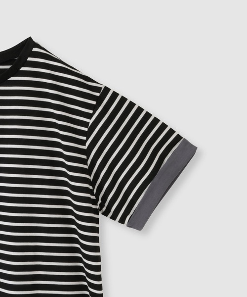 NAVY(ネイビー)の「【SARARI/サラリ】 接触冷感UVカット 袖配色プレーティング クルーネック Tシャツ(Tシャツ/カットソー・レディース・ブラック系その他/ホワイト系その他/マスタード・M/L)」の6枚目の写真